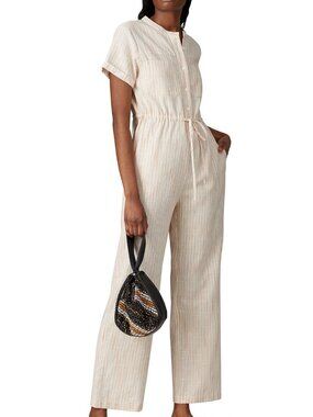 Line & Dot Anthropologie Pascal Striped Relaxed Fit Cotton Linen Jumpsuit size S